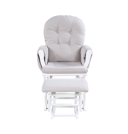 Mason - Planeador y otomana de madera blanca