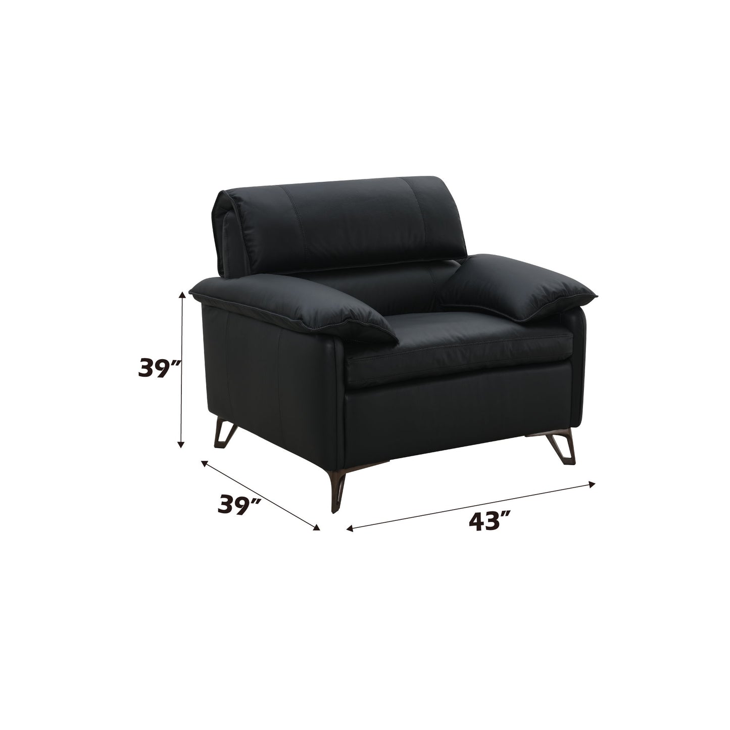 Eilene - Silla de cuero de grano superior - Negro