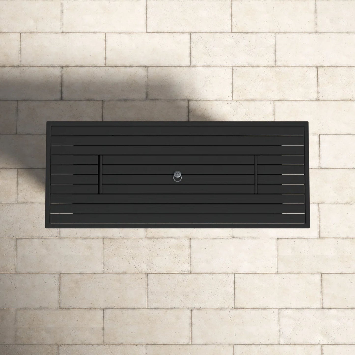 Mesa para fogata de exterior de gas propano con tapa, construcción duradera, color negro