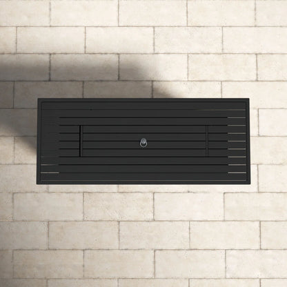 Mesa para fogata de exterior de gas propano con tapa, construcción duradera, color negro