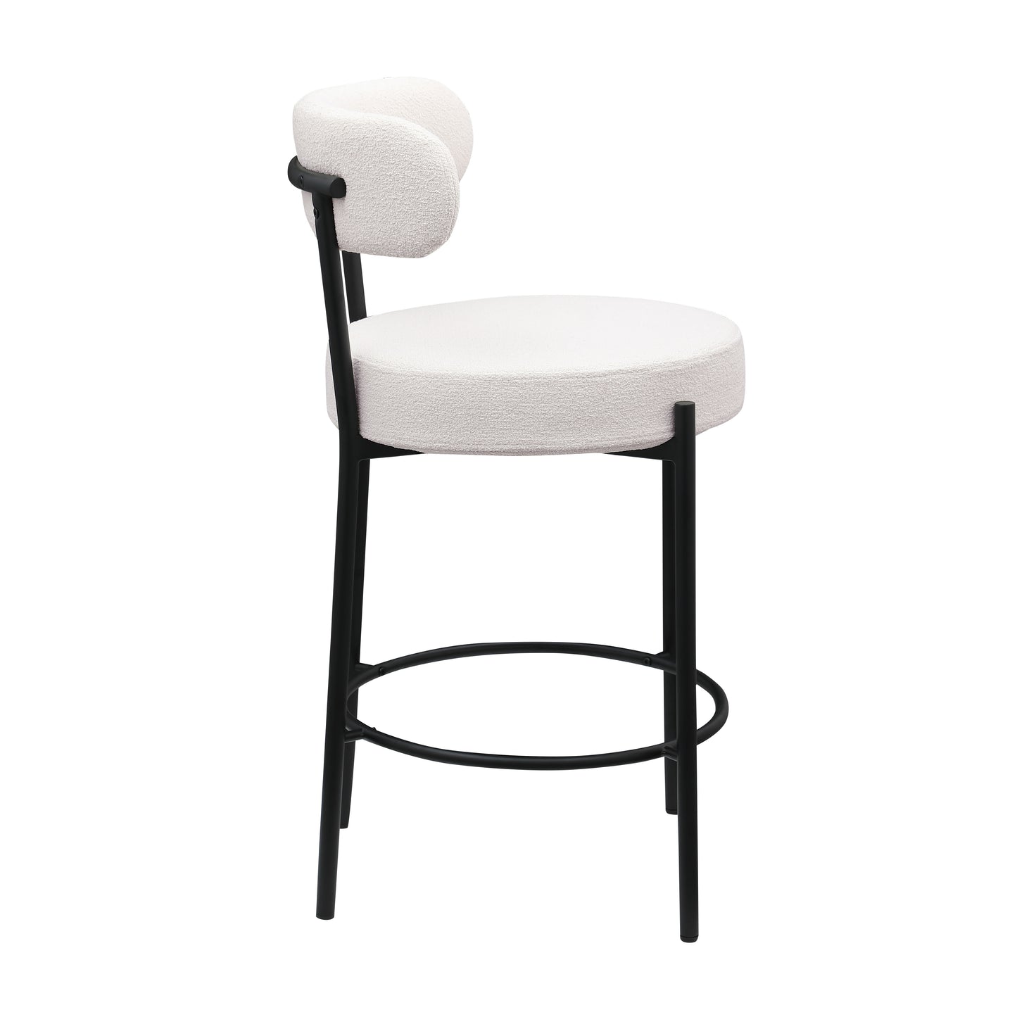 Taburetes altos de barra Sherpa modernos, con asiento tapizado y patas de latón cepillado, taburetes de cocina redondos de respaldo bajo con reposapiés para comedor (juego de 2)