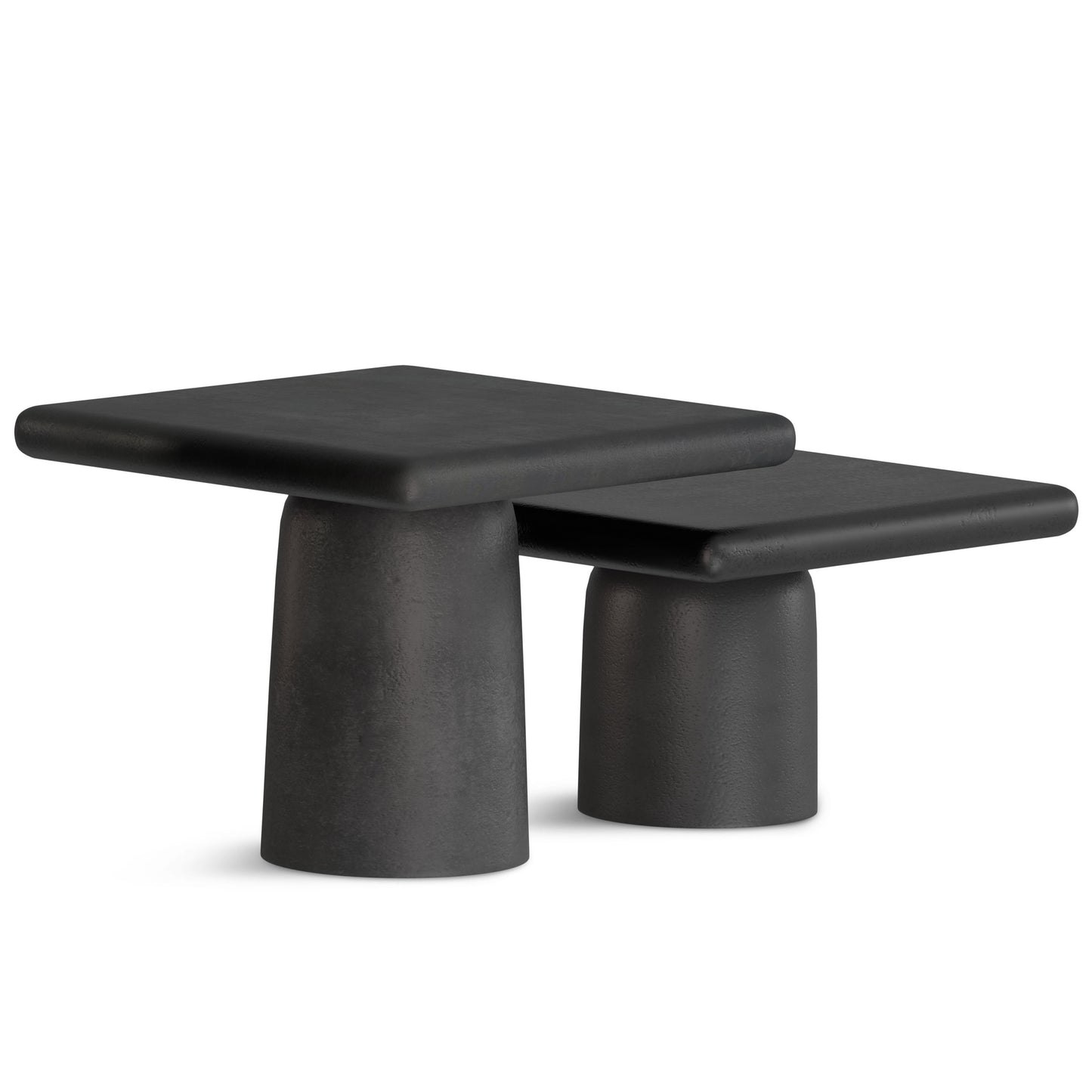 Zachary - Juego de 2 mesas de centro de aluminio fundido - Negro