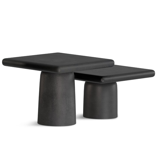 Zachary - Juego de 2 mesas de centro de aluminio fundido - Negro