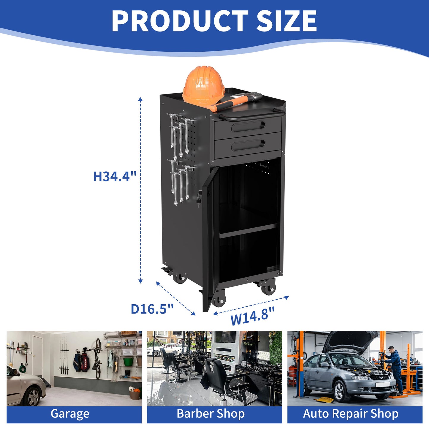 Rolling Tool Cabinet Heavy Duty Garage Storage With Lockable Doors
