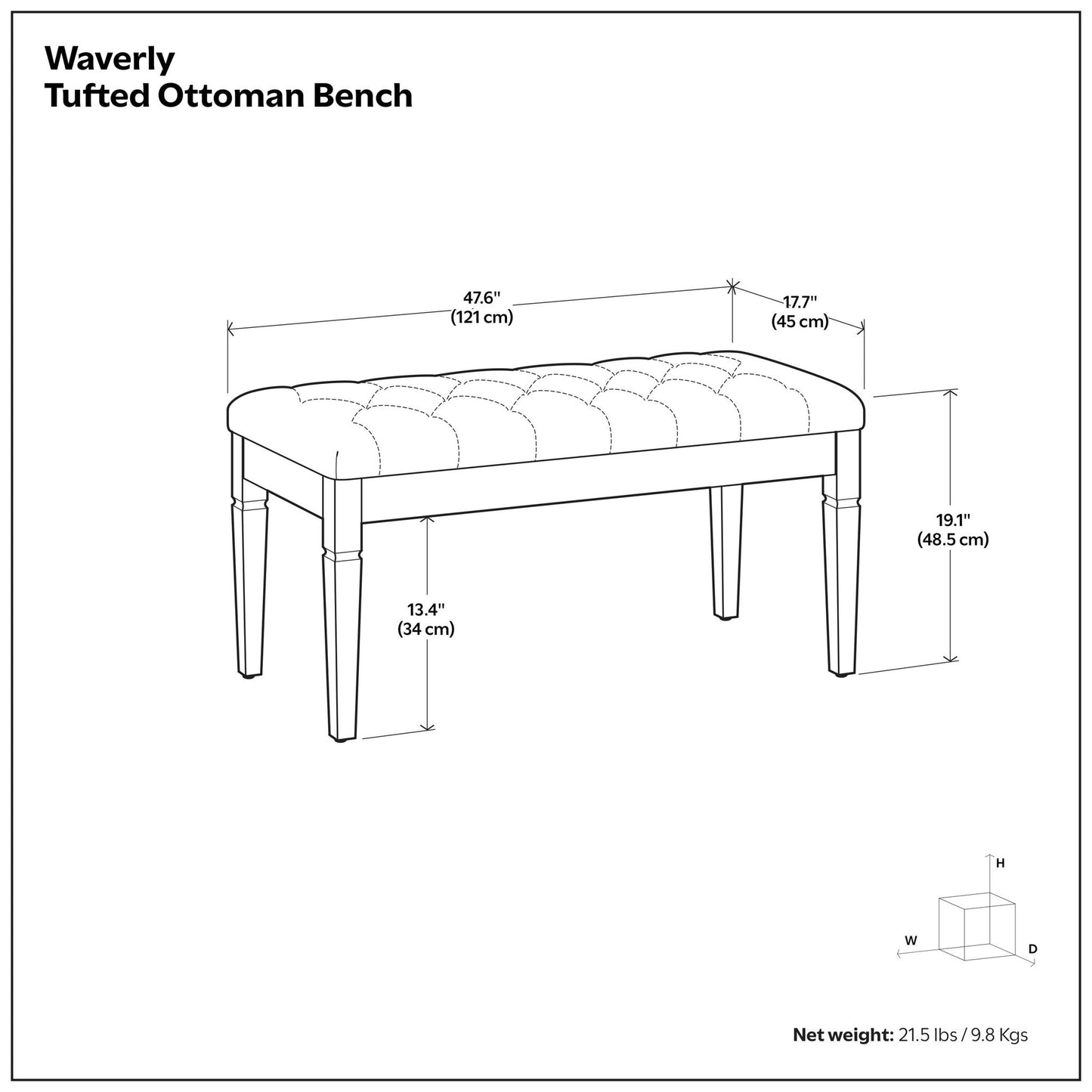Waverly - Banco otomano tapizado con mechones