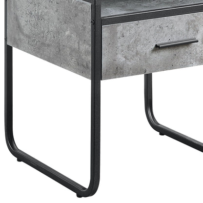 Raziela - Mesa auxiliar con cajón - Gris hormigón/Negro