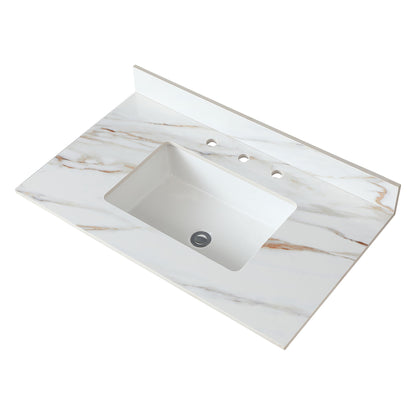 Vanity Top With Undermount Sink And Backsplash, Sintered Stone