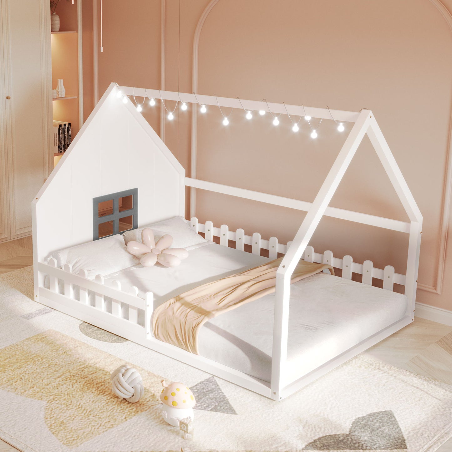 House Bed With Window And Fence