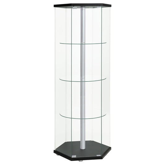 Tenley - 4 Shelf Curio Cabinet With Hexagonal Design