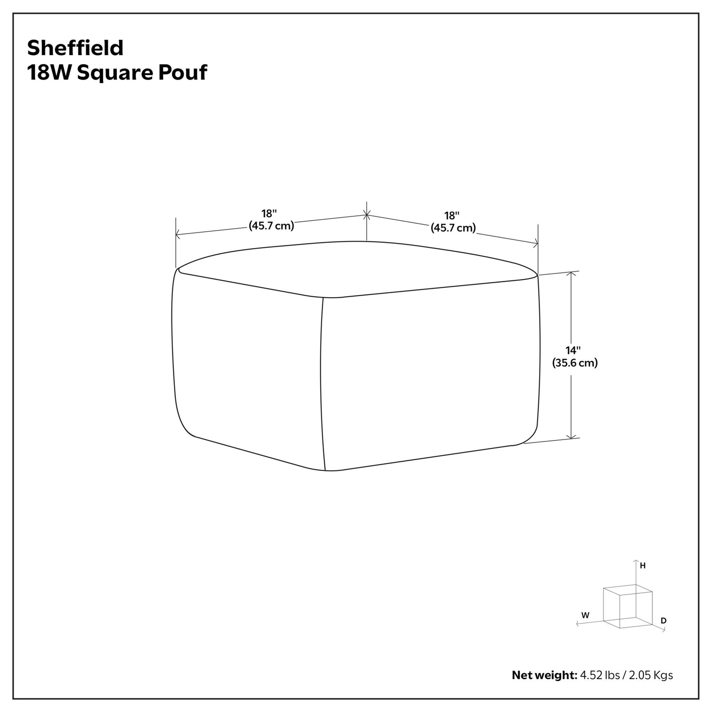 Sheffield - Puf cuadrado hecho a mano