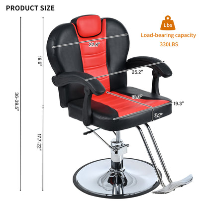 Sillón reclinable clásico para peluquero, con bomba hidráulica de alta resistencia y rotación de 360°, ideal para tatuajes, champú y salón de belleza, con carga máxima de 150 kg.