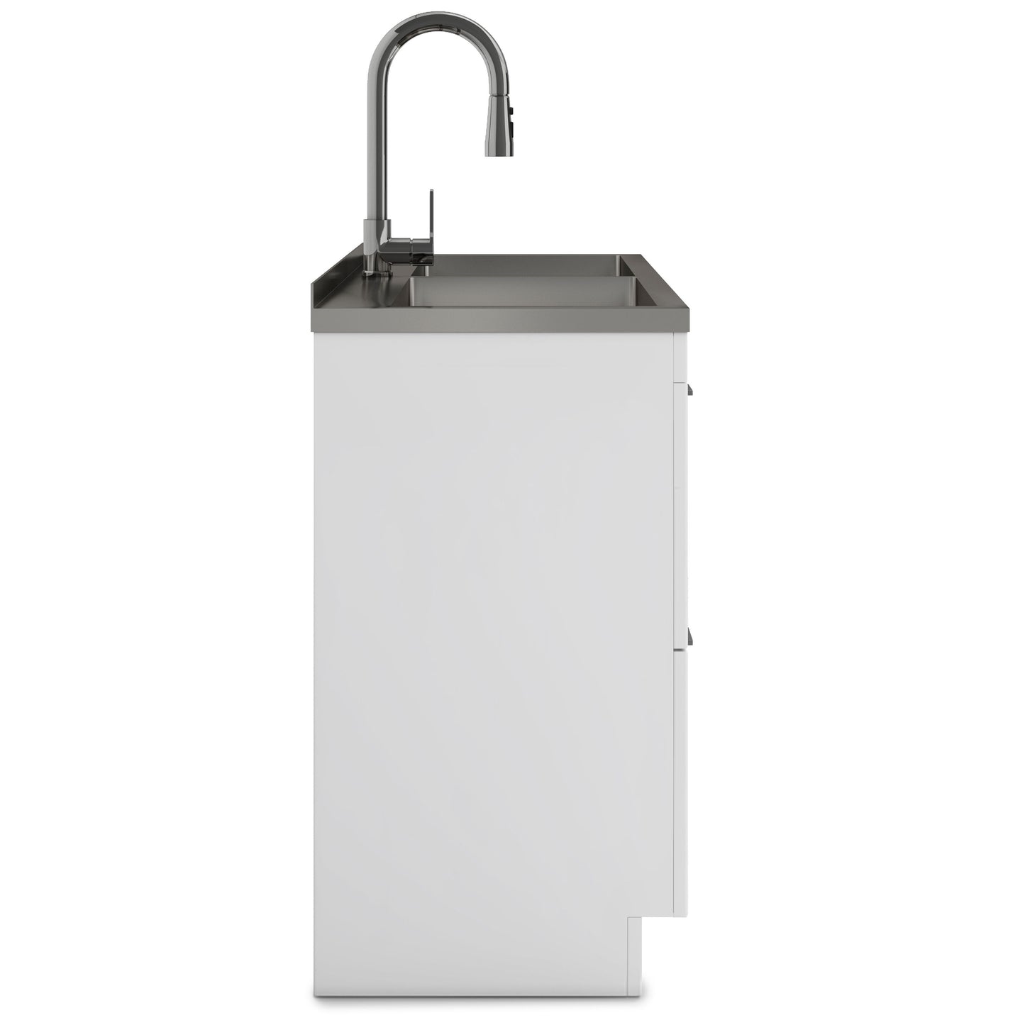 Mueble de lavandería moderno y amplio Shaker con grifo y fregadero de acero inoxidable, color blanco