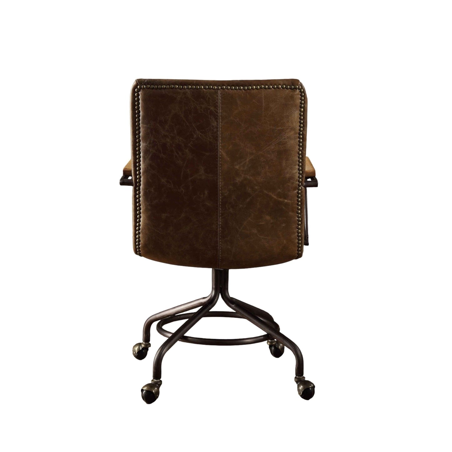 Harith - Silla de oficina vintage de cuero de grano superior - Marrón
