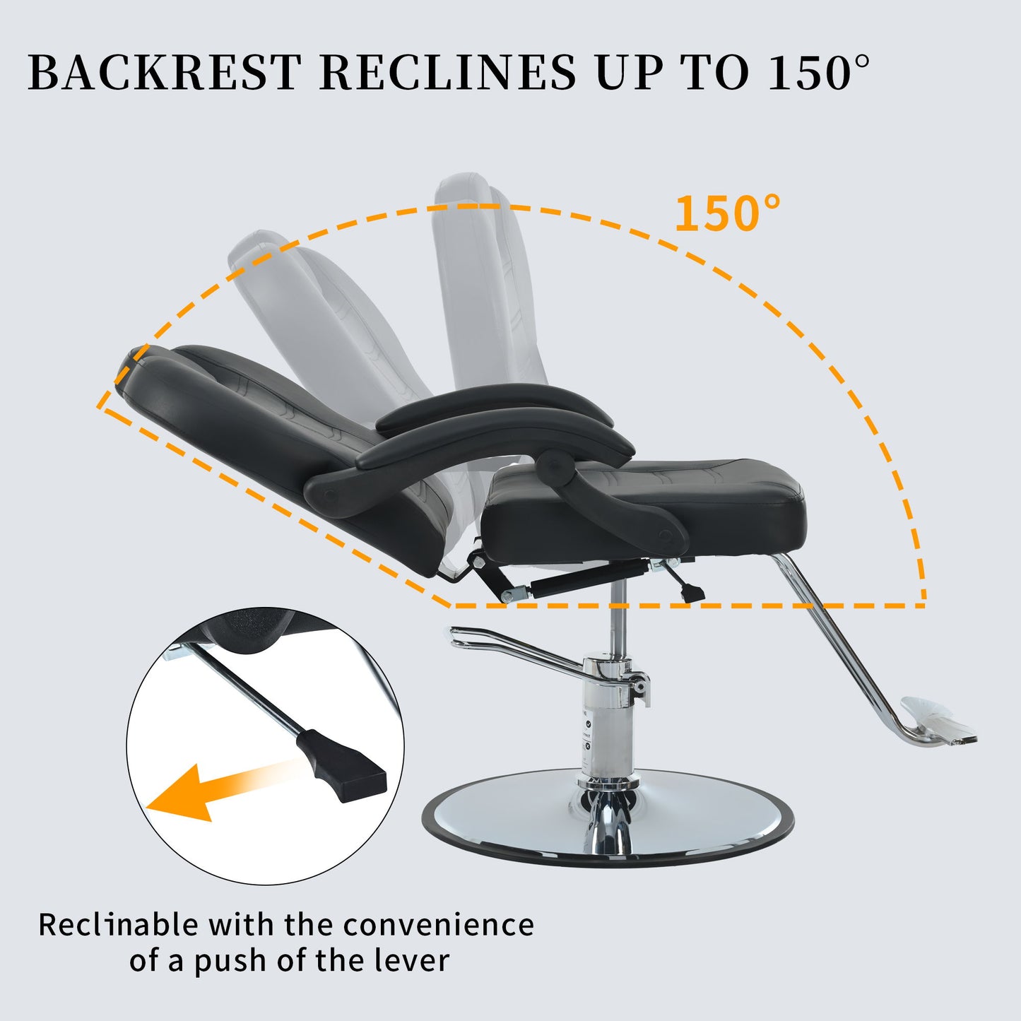 Sillón reclinable clásico para peluquero, con bomba hidráulica de alta resistencia y rotación de 360°, ideal para tatuajes, champú y salón de belleza, con carga máxima de 150 kg.