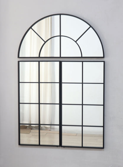 Espejo de pared grande arqueado con 3 secciones separadas - Negro
