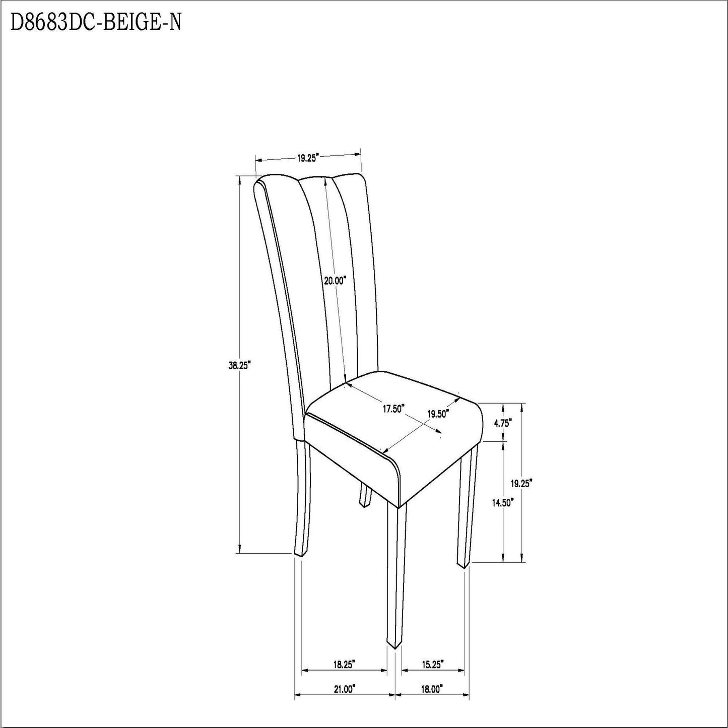 Silla de comedor Stone (juego de 2) - Beige