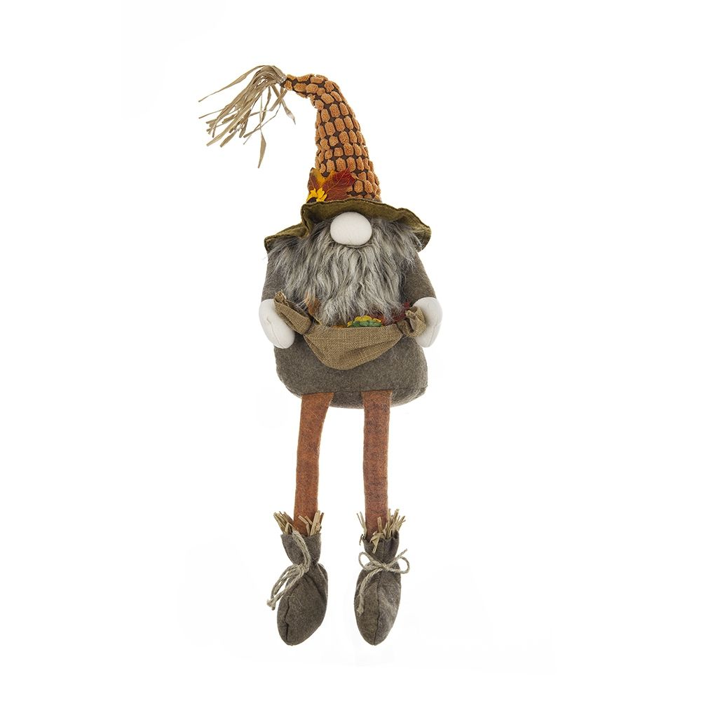 Gnomo sentado con hoja de arce, ideal para decorar mesas en el Festival de la Cosecha, el Festival de Otoño y el Día de Acción de Gracias (juego de 2) - Naranja y multicolor