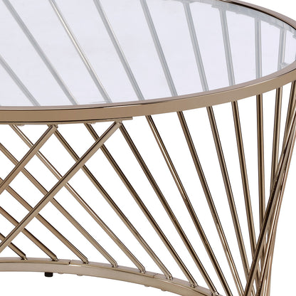 Bluelipe - Mesa de centro con tapa de cristal transparente - Champán