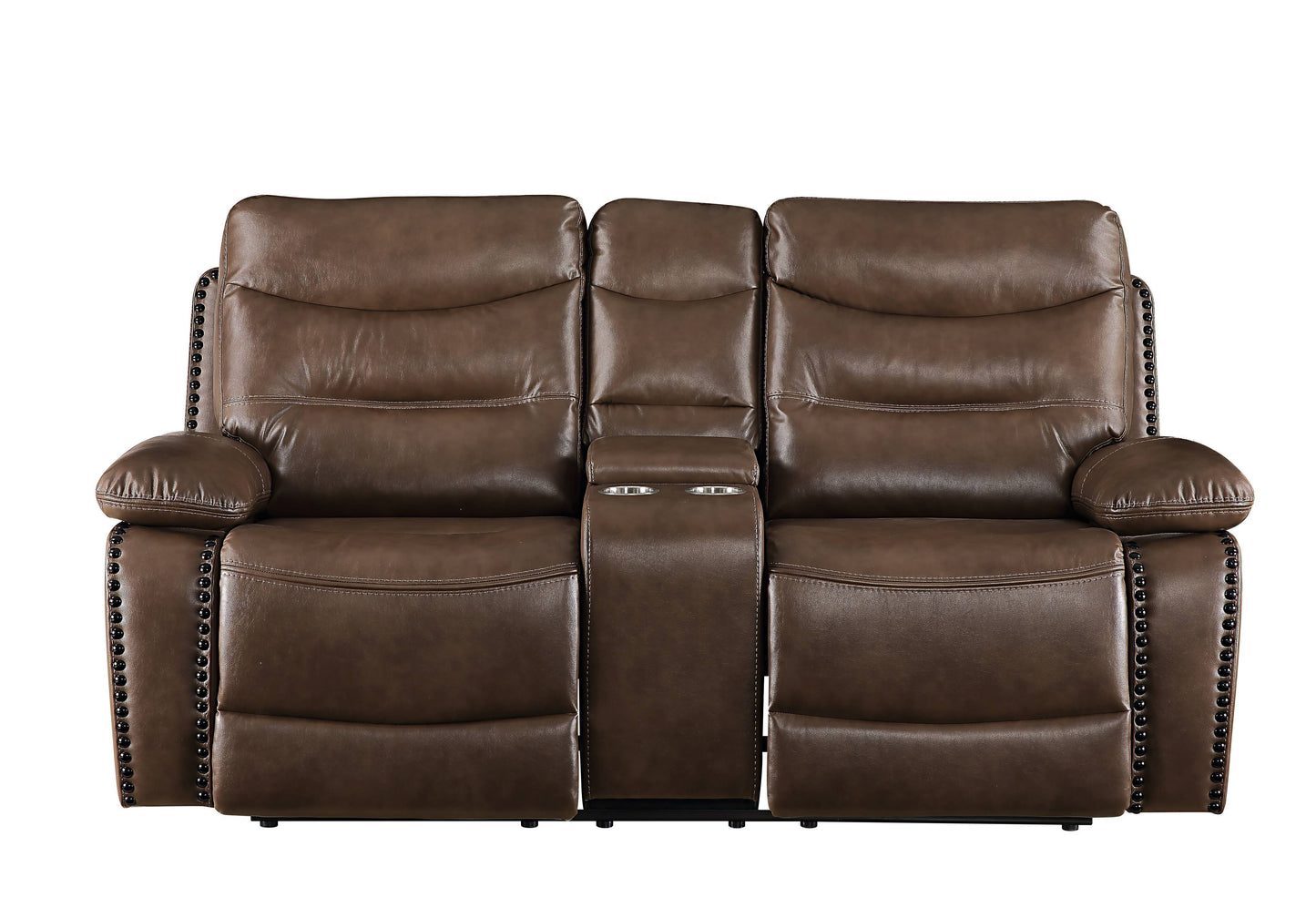 Aashi - Loveseat reclinable de cuero y gel - Marrón