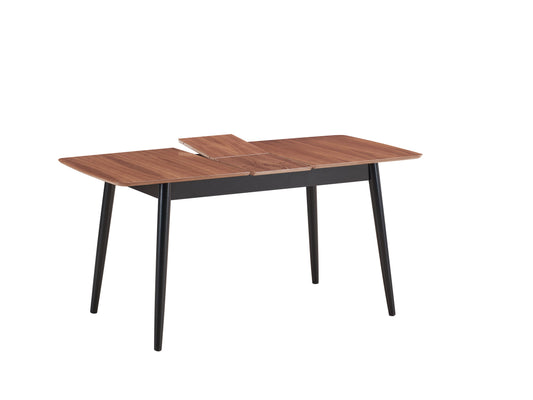 Lanae - Mesa de comedor (extensible, con hojas de mariposa) - Natural/Negro