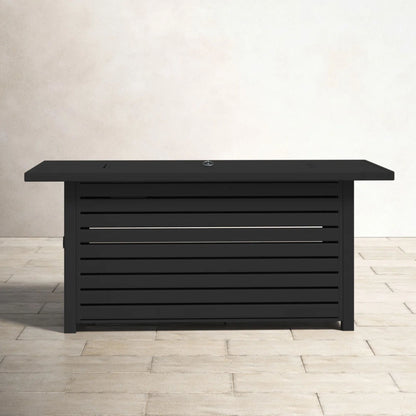 Mesa para fogata de exterior de gas propano con tapa, construcción duradera, color negro