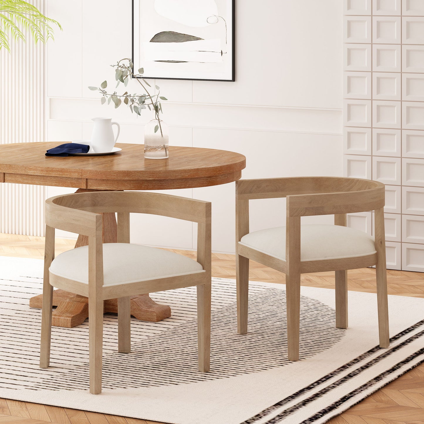 Contemporary Dining Chair Set With Armrests