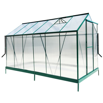Polycarbonate house, Heavy Duty Outdoor Aluminum Walk-In House Kit With Rain Gutter, Vent And Door For Backyard Garden