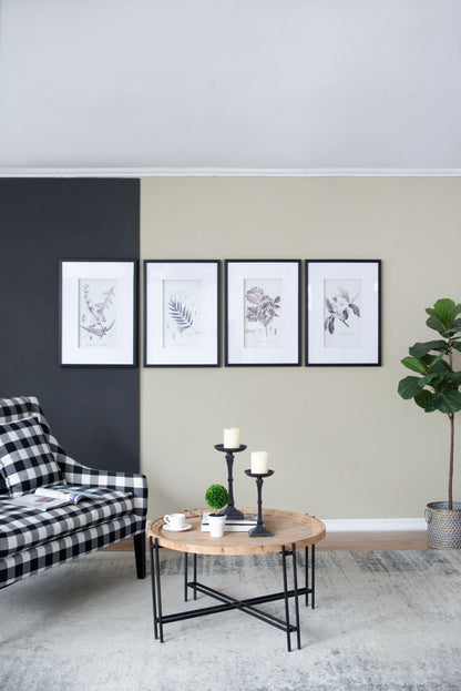 Láminas de arte mural botánico, decoración para sala de estar, comedor, dormitorio y pasillo (juego de 4) - Blanco/Negro