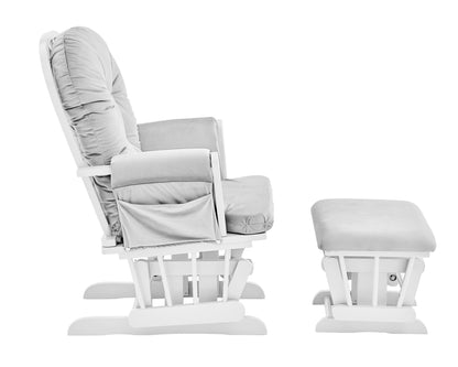 Mason - Planeador y otomana de madera blanca