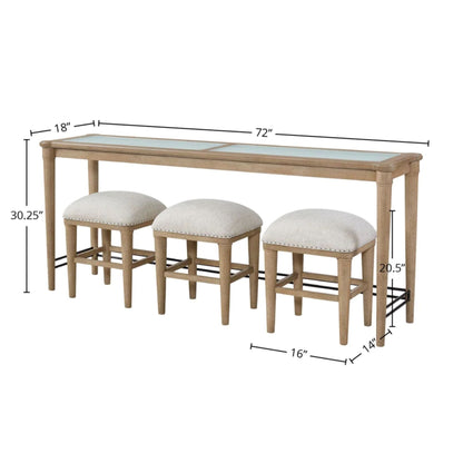 Consola de vidrio con 3 taburetes - Esmerilado