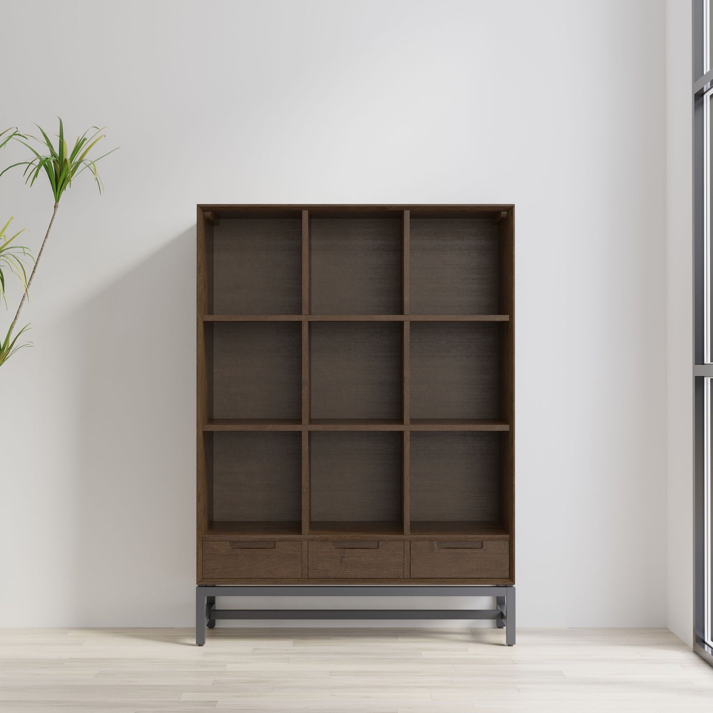 Banting - Librería de 9 cubos con cajones - Marrón nogal