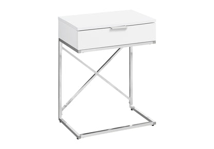 Mesa auxiliar con cajón, amplia superficie, contemporánea y moderna.