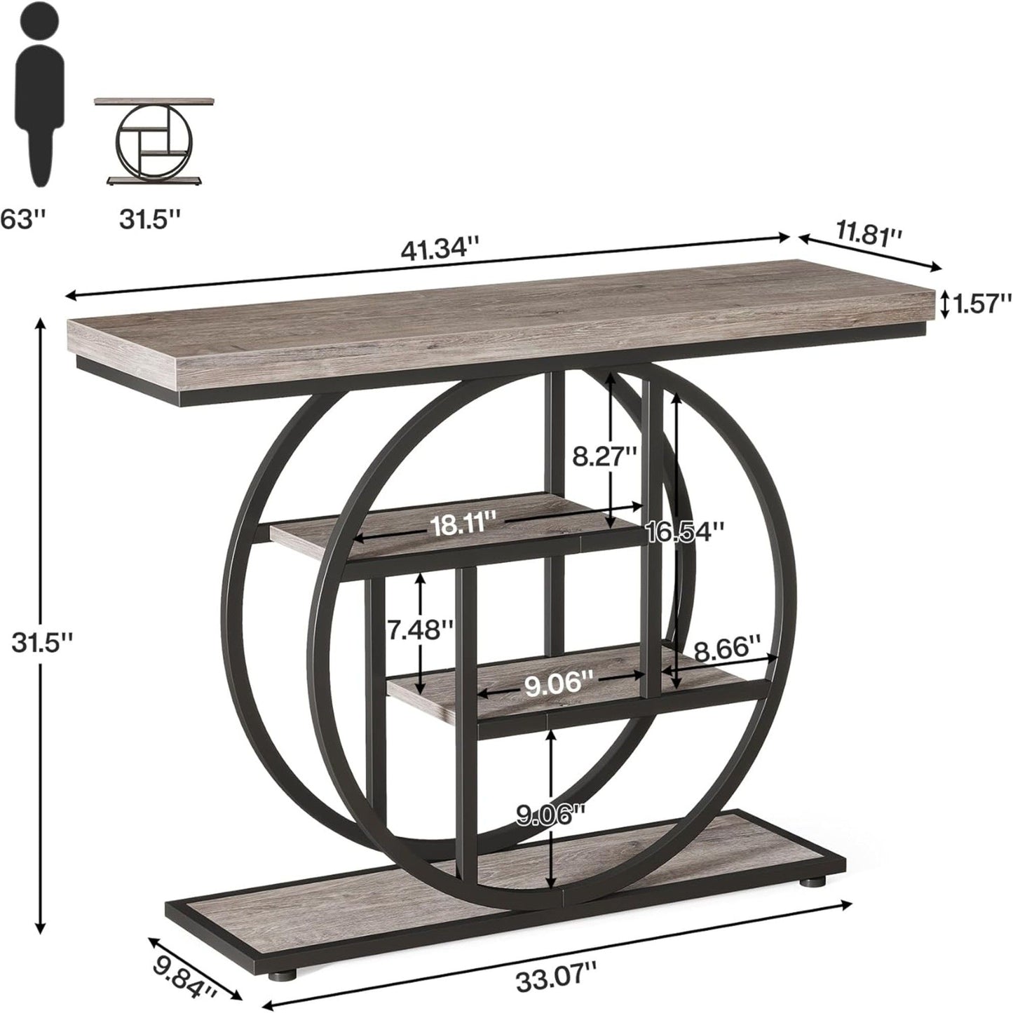 Console Table With 4 Tier Design For Living Hallway