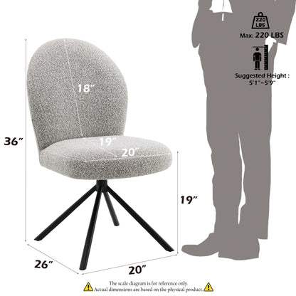 Lawton - Silla auxiliar Boucle con asiento giratorio (juego de 2) - Gris