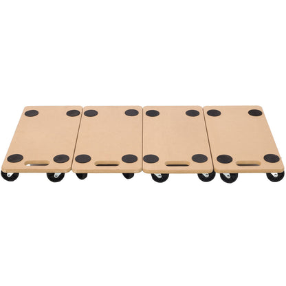 Furniture Moving Dolly, Heavy Duty Wood Rolling Mover With Wheels For Piano Couch Fridge Heavy Items, Securely Holds 500 Lbs (Set of 4) - Natural