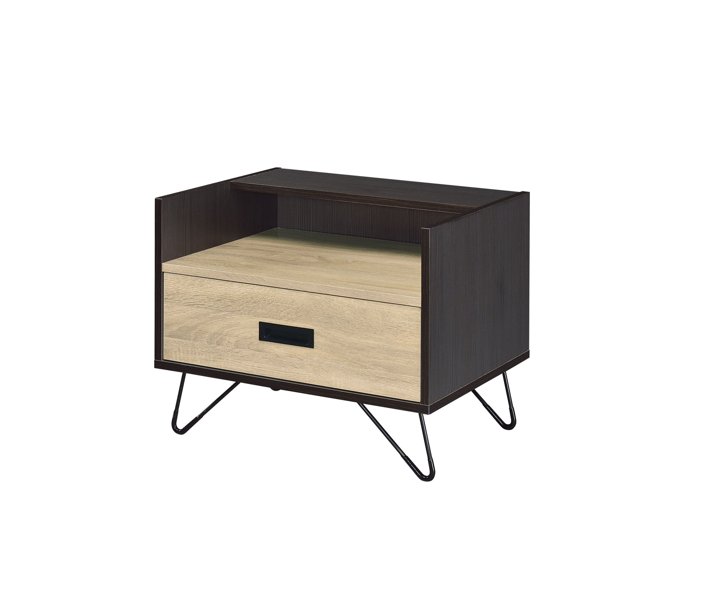 Melkree - Mesa auxiliar con función de exhibición y utilidad - Roble/Negro