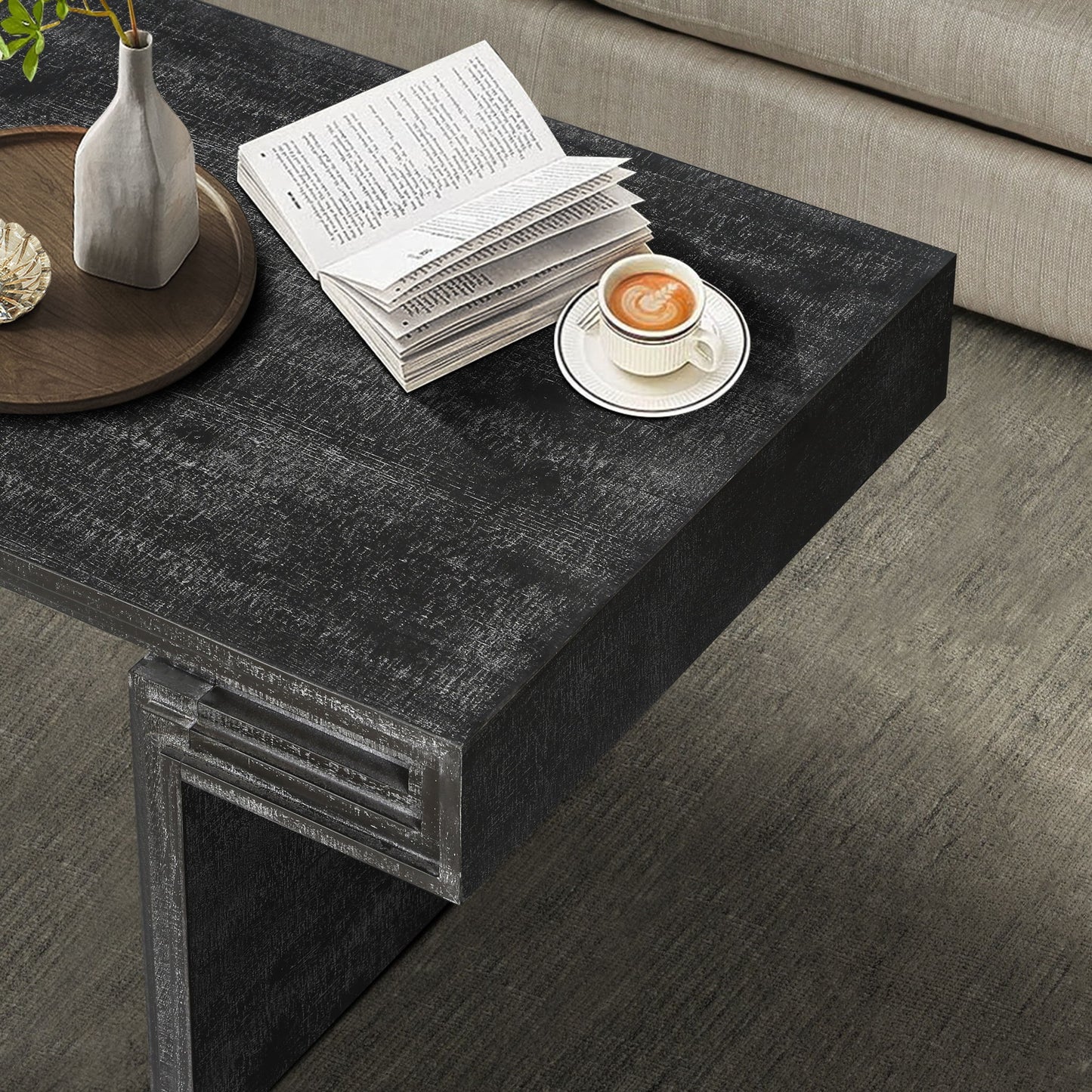 American Vintage Industrial Coffee Table, Double Tier Design