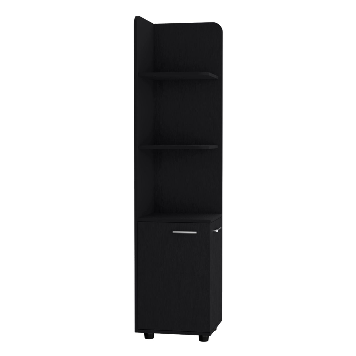 Armario esquinero alto con estante de 3 niveles y 2 puertas - Negro