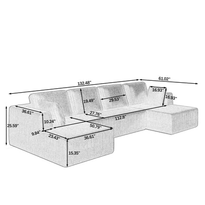 Modern Minimalist U - Shape Modular Sectional Sofa