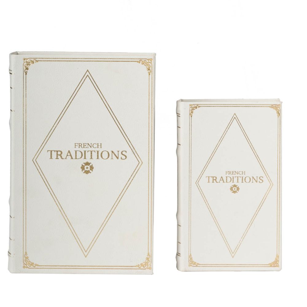 Cajas para libros (juego de 2) - Blanco/Dorado