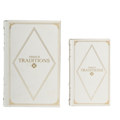 Cajas para libros (juego de 2) - Blanco/Dorado