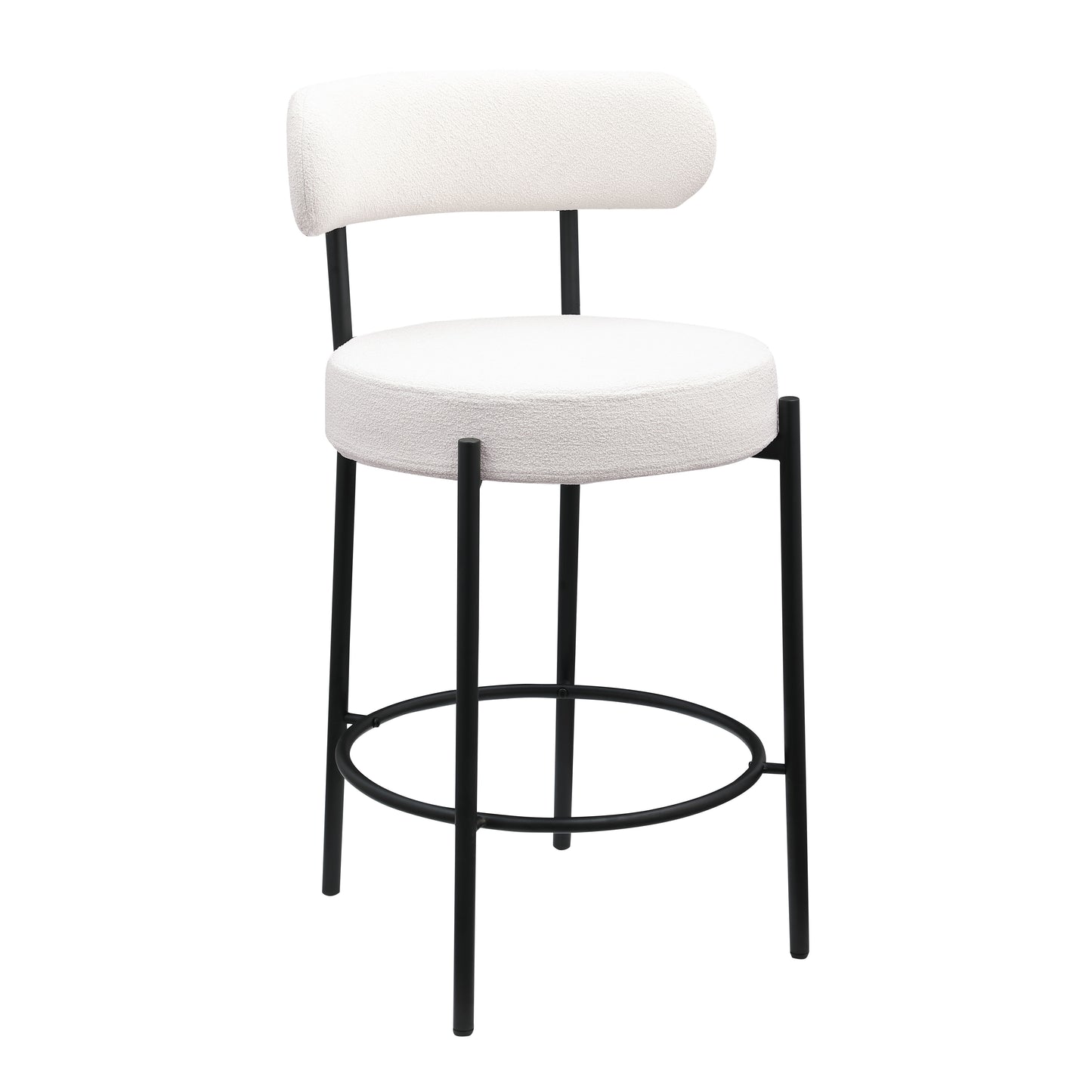 Taburetes altos de barra Sherpa modernos, con asiento tapizado y patas de latón cepillado, taburetes de cocina redondos de respaldo bajo con reposapiés para comedor (juego de 2)