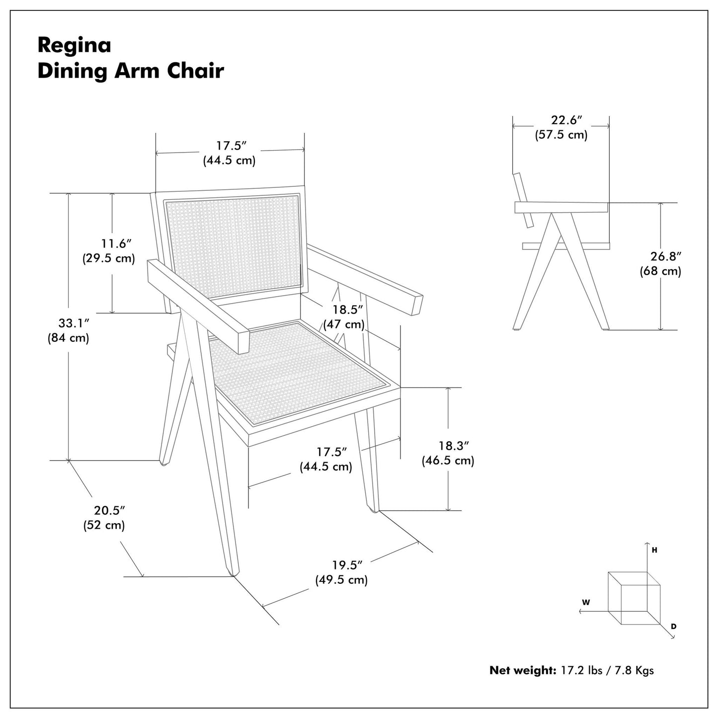 Regina - Sillón de comedor artesanal (juego de 2)