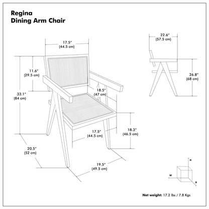 Regina - Sillón de comedor artesanal (juego de 2)