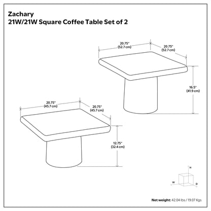 Zachary - Juego de 2 mesas de centro de aluminio fundido - Negro