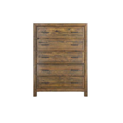 Rustic 5 Drawer Chest - Brown - Wood