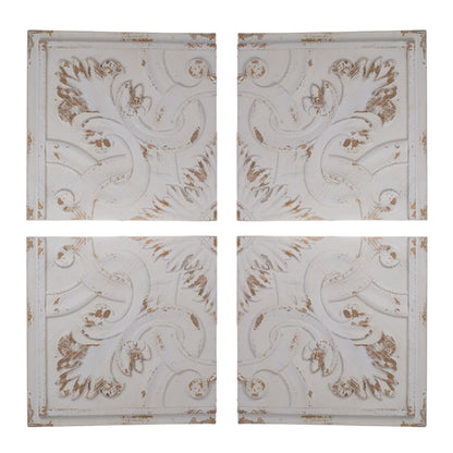 Distressed Wooden Square Wall Panels (Set of 4) - White