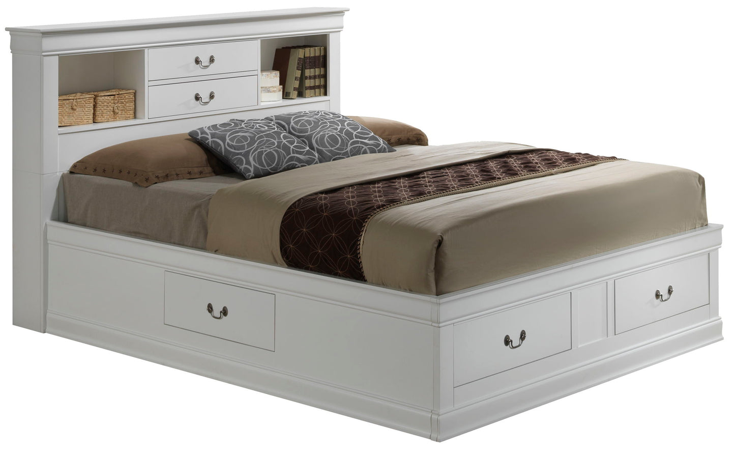Traditional Style Bookcase Storage Bed
