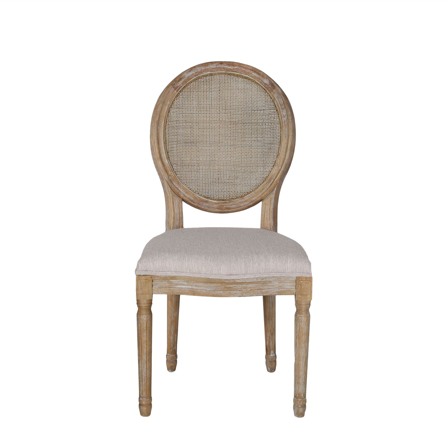 Elegant Dining Chair Set With Cane And Fabric Upholstery