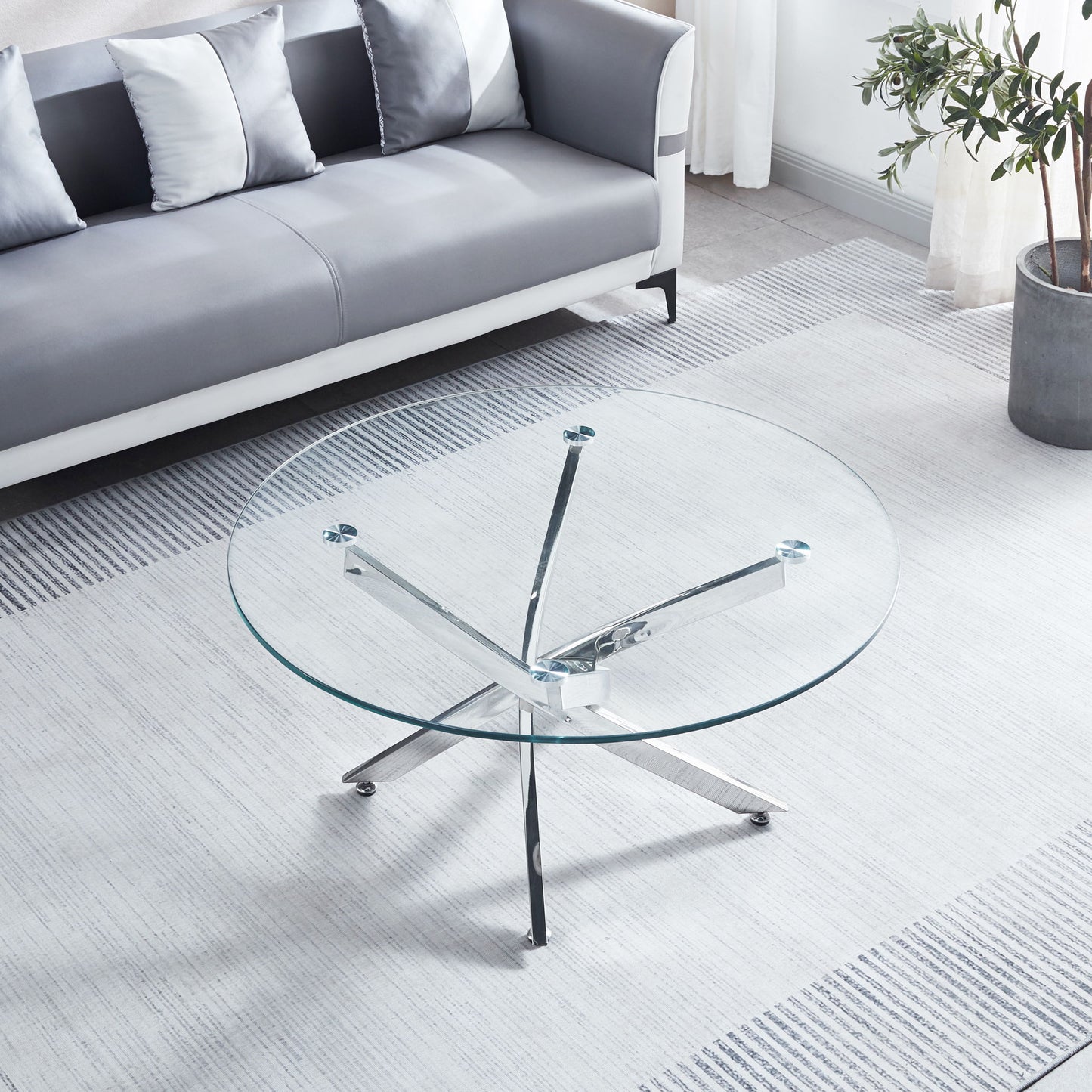 Modern Round Tempered Glass Table With Legs